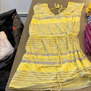 Yellow striped swim cover up or day dress